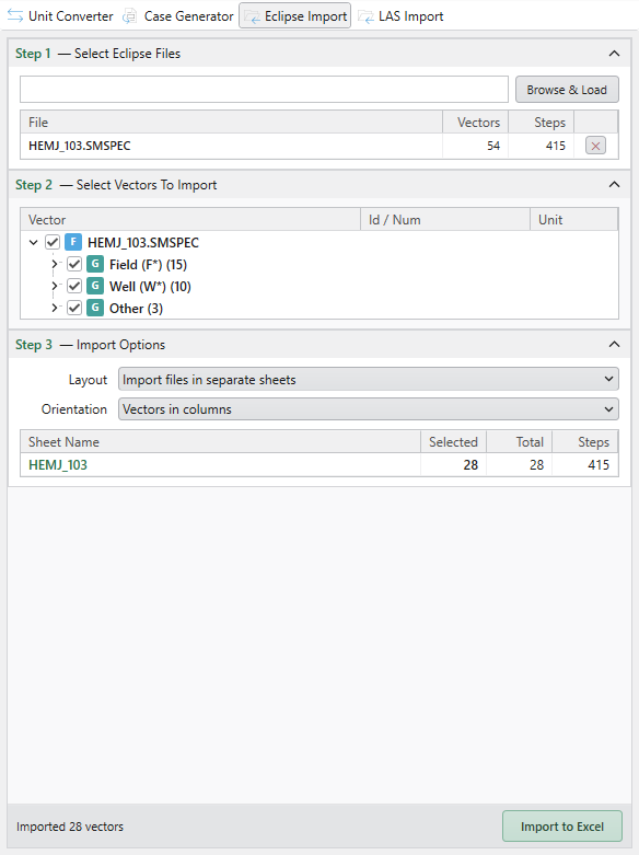 Eclipse Import pane after Import clicked