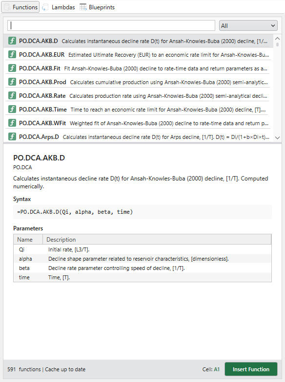 Function Browser window