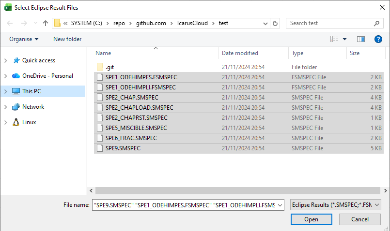 File selection dialog