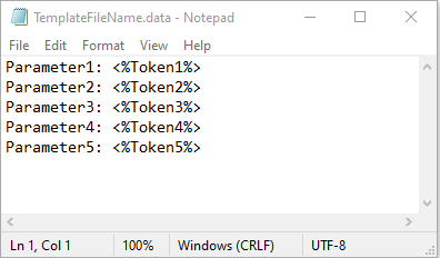 Template file with tokens