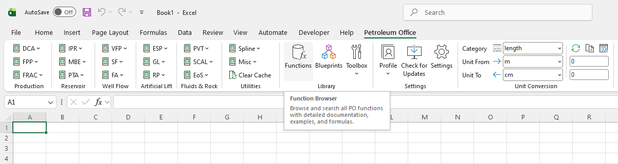 Function Browser ribbon button