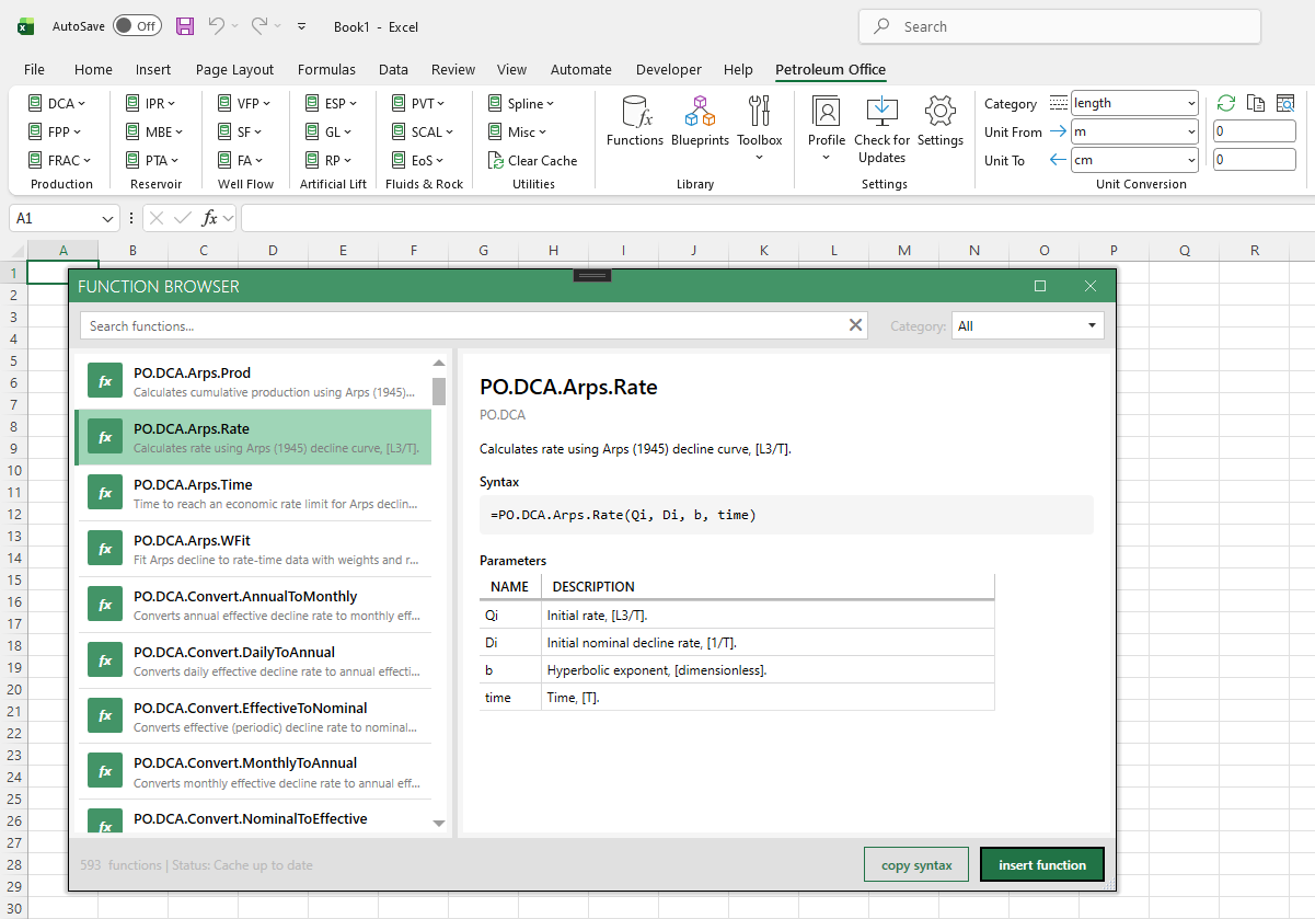 Function Browser window
