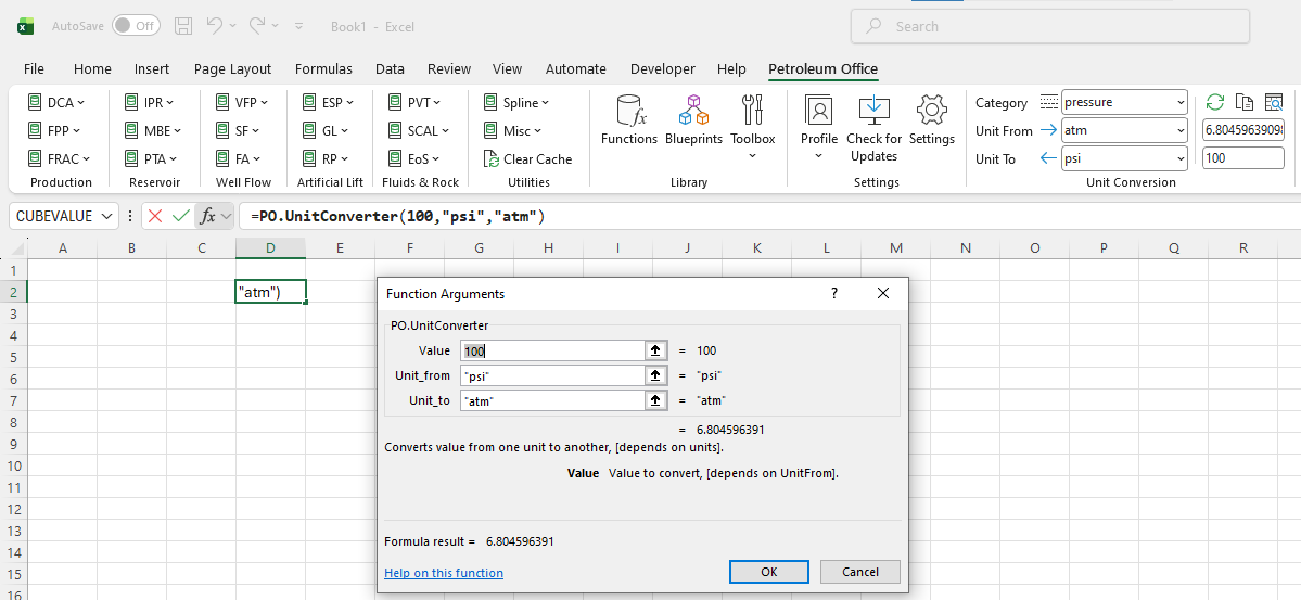 UnitConverter function in a cell